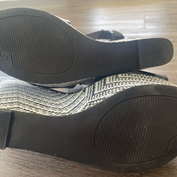 Guess vintage platform wedge shoes size 10 black boho white women - Picture 3 of 3